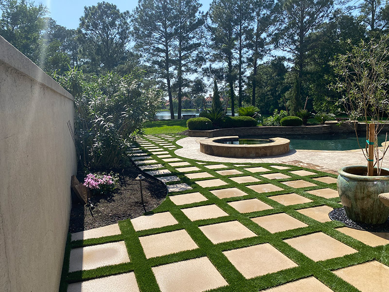 landscaping turf with stone squares