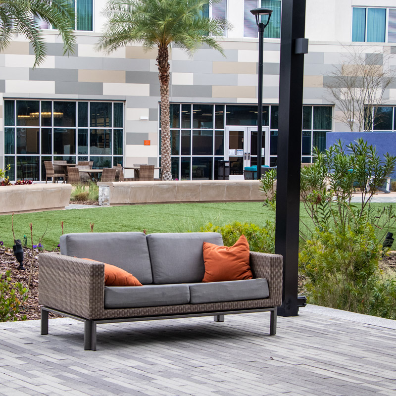 commercial space with artificial turf